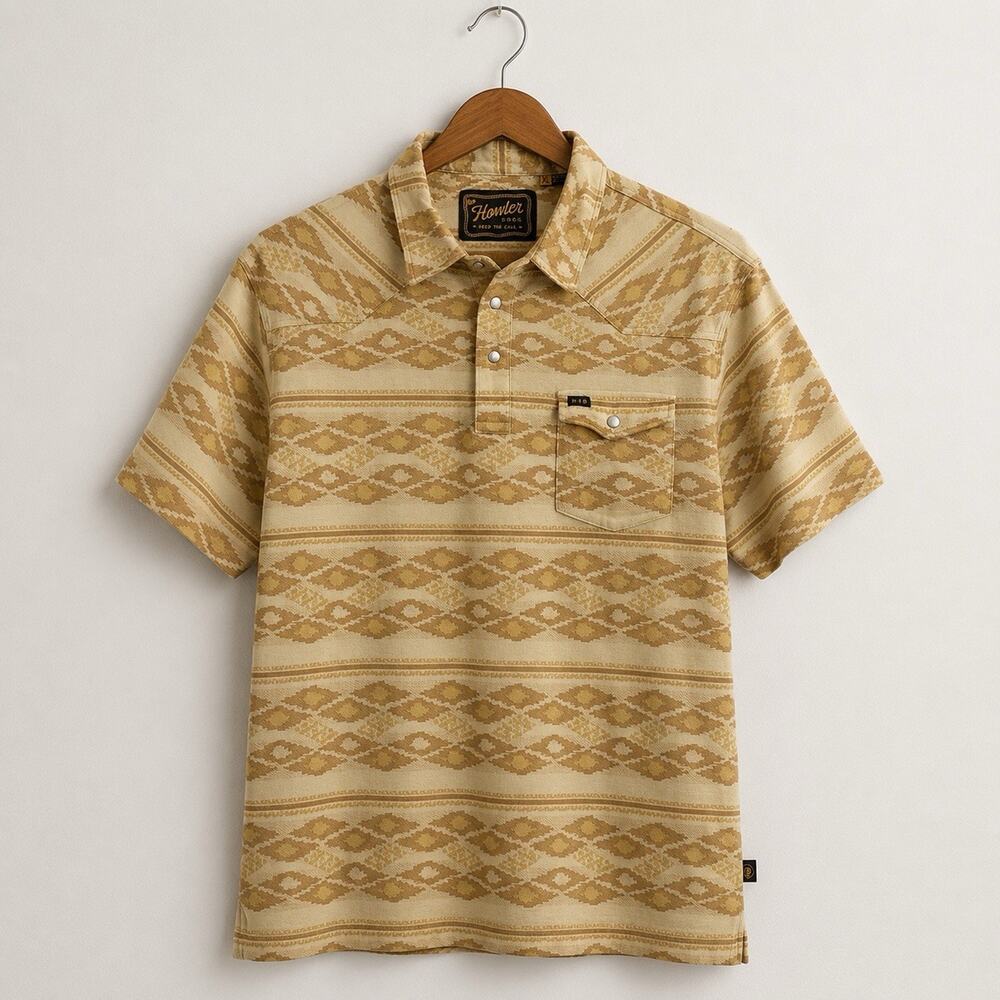 Howler Brothers Polo Shirt Mens XL Ranchero Jacquard Pearl Snap Huckberry
